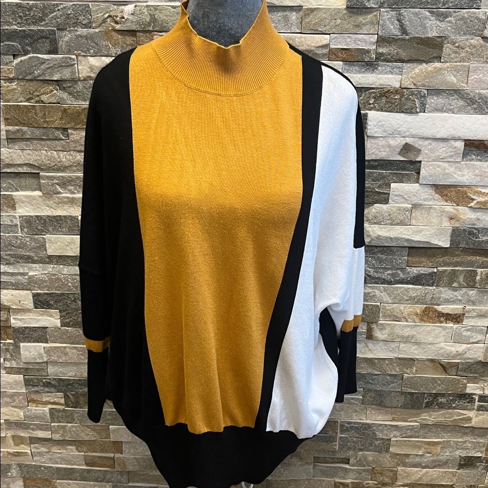 7th Avenue Woman’s Black and Gold Crewneck Sweater